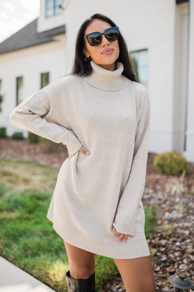 Changing Locations Beige Turtleneck Sweater Dress Buy Cheap Fake