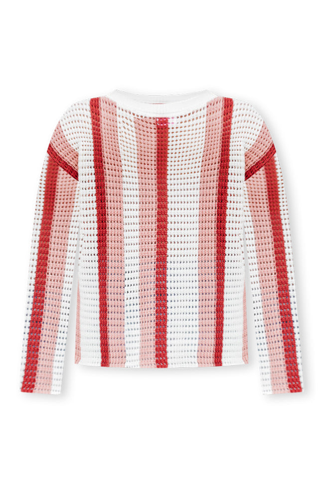 Speak The Truth Pink Multi Striped Open Knit Sweater FINAL SALE Cheap Sale With Mastercard