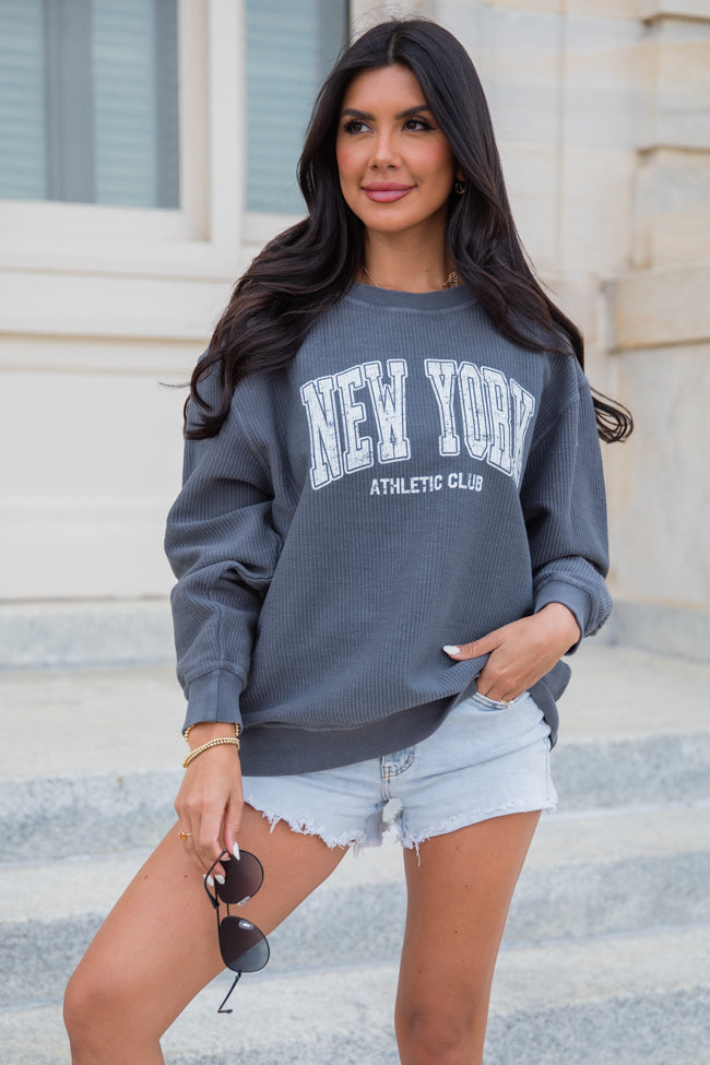 New York Athletic Club Charcoal Corded Graphic Sweatshirt Discount Sast