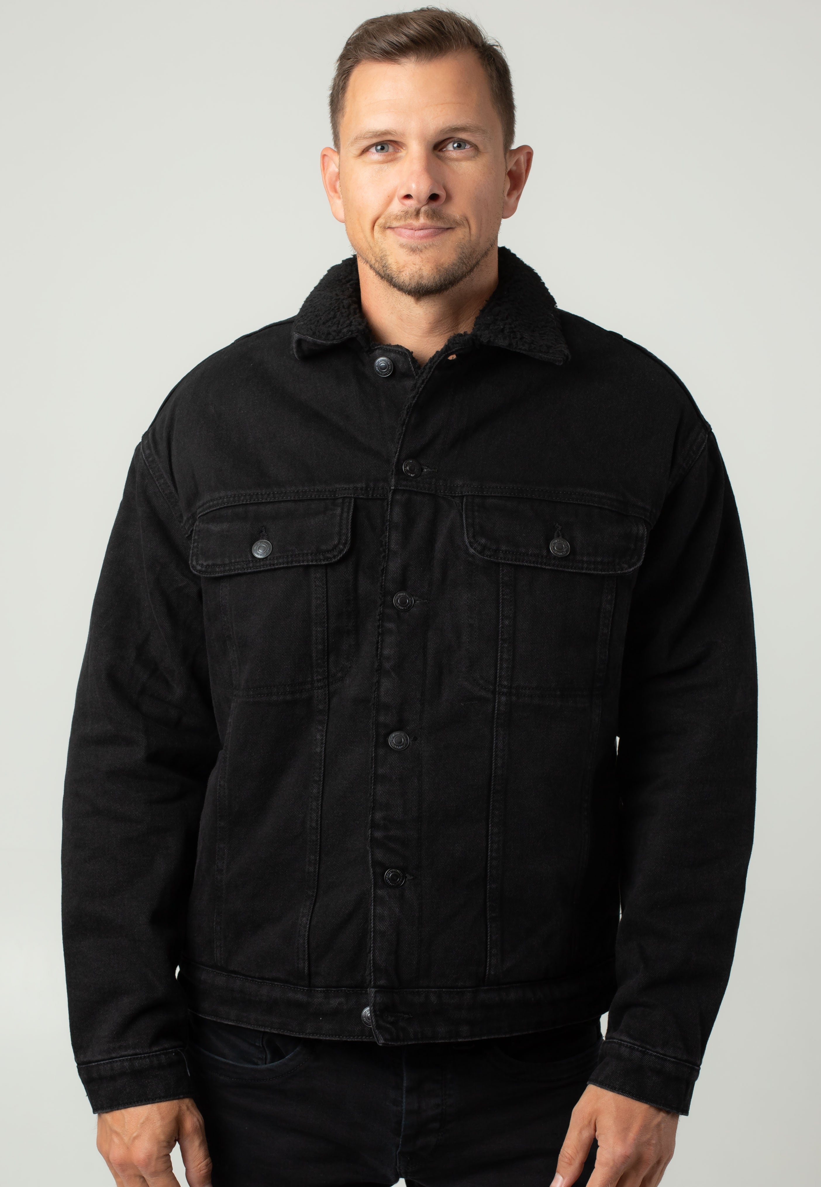 Only & Sons - Wilson Sherpa Black Denim - Jeans Jacket Outlet Collections