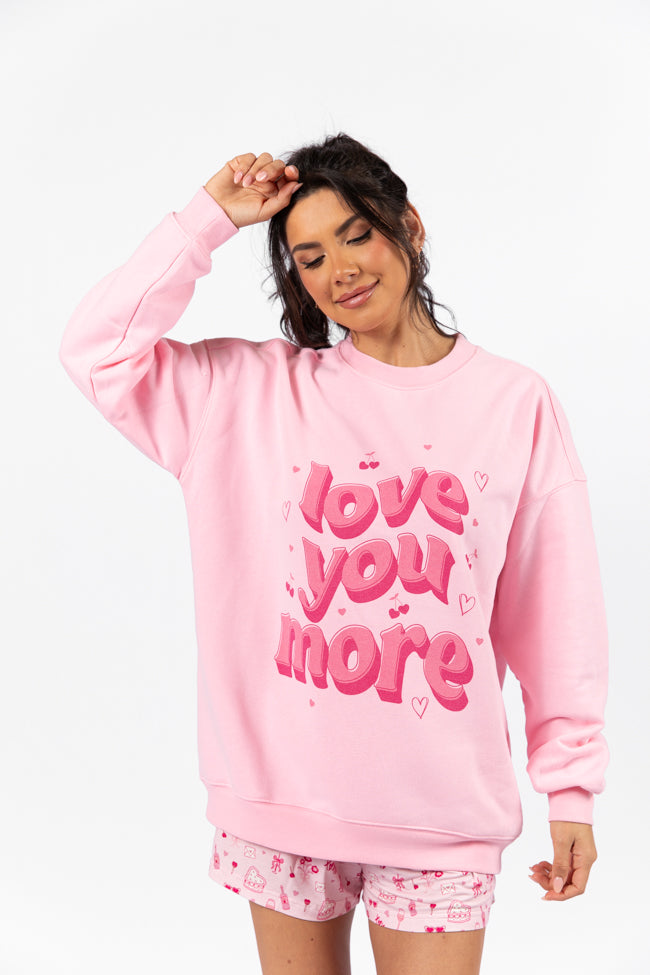 Love You More Light Pink Oversized Graphic Sweatshirt Cheap Sale Footlocker Pictures