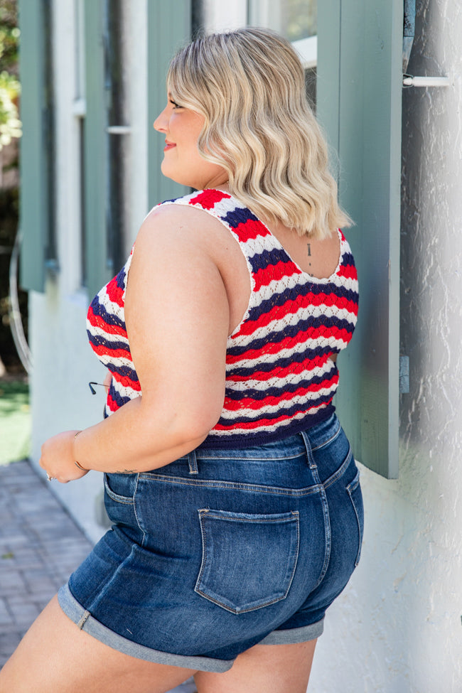 Where I Come From Red White And Blue Crochet Tank FINAL SALE Outlet Where Can You Find