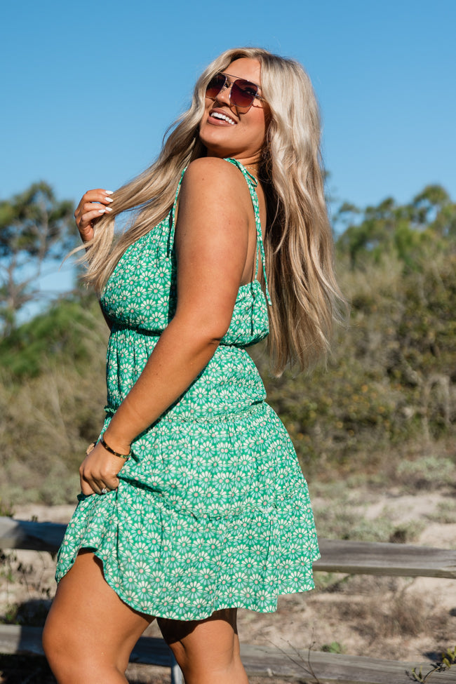 As Free As The Ocean Green Printed Babydoll Dress FINAL SALE Outlet Popular