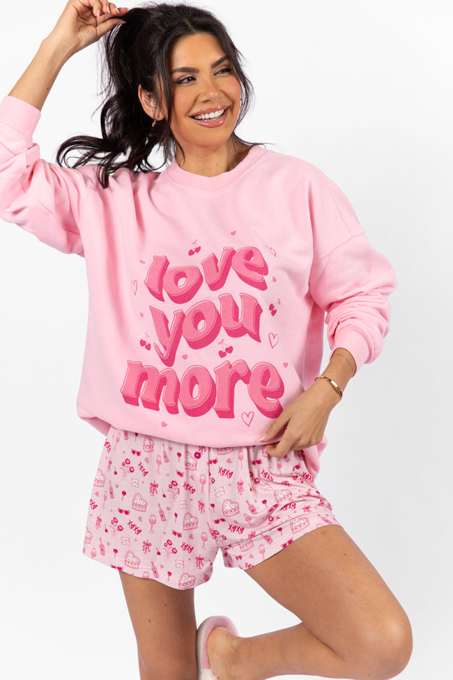 Love You More Light Pink Oversized Graphic Sweatshirt Cheap Sale Footlocker Pictures