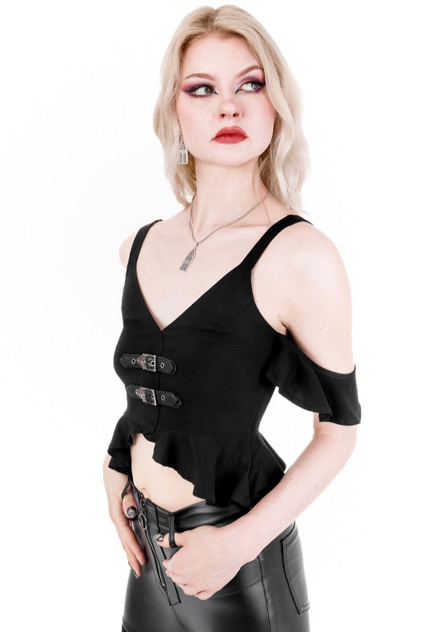 Restyle - Cathedralis Buckle Peplum Black - Top Best Deals