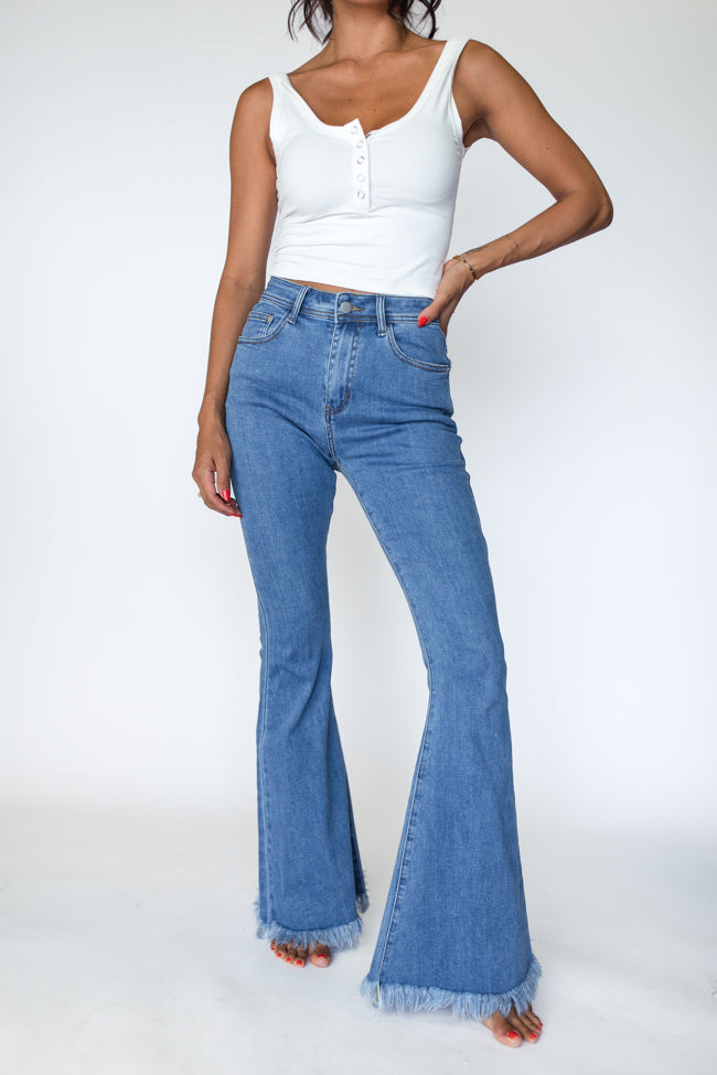 Maren Medium Wash Stretchy Flare Jeans Buy Cheap Explore