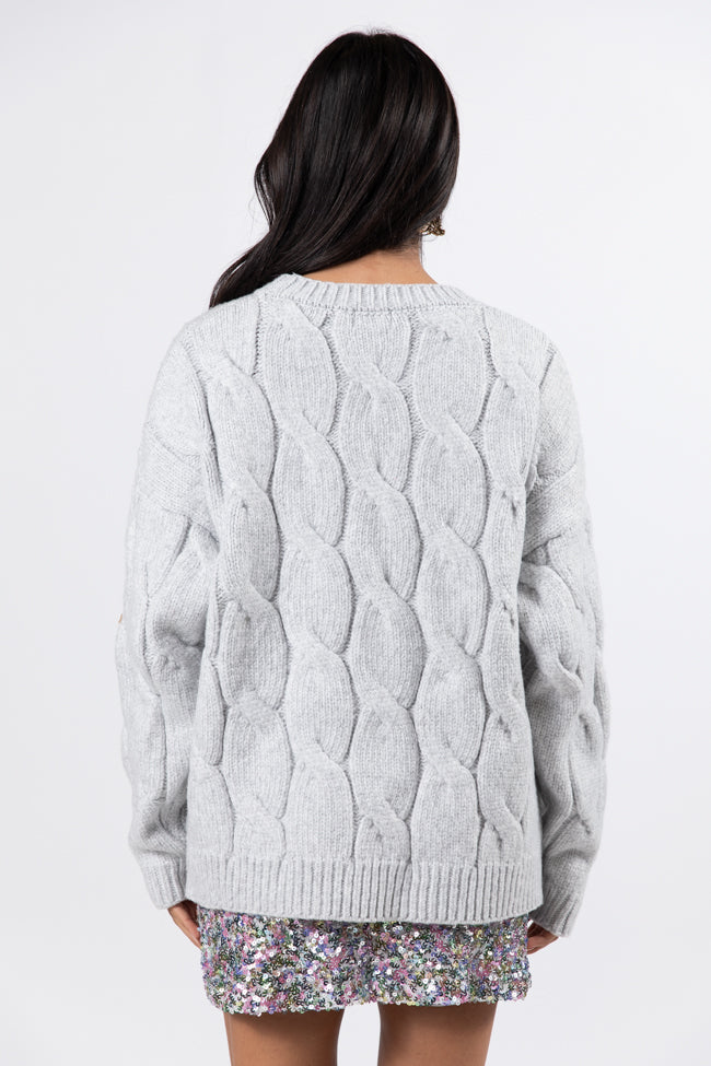 Steer Me Right Grey Oversized Cable Knit Sweater SALE Sast