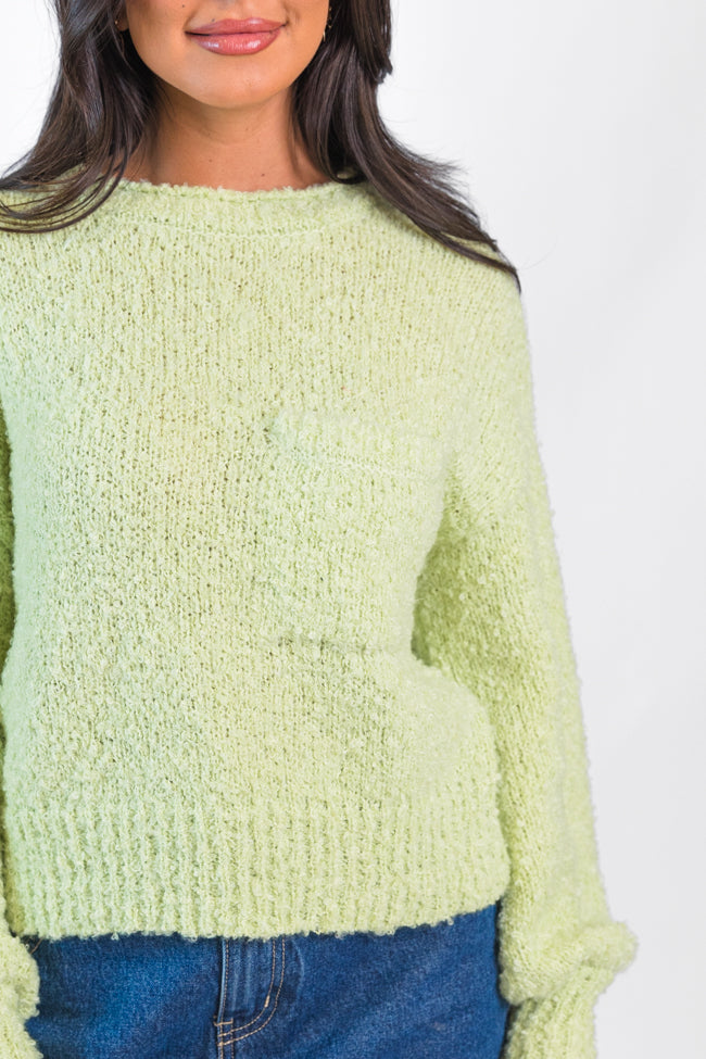 Longer Nights Lime Fuzzy Pocketed Sweater FINAL SALE Cheapest Pice Sale Online