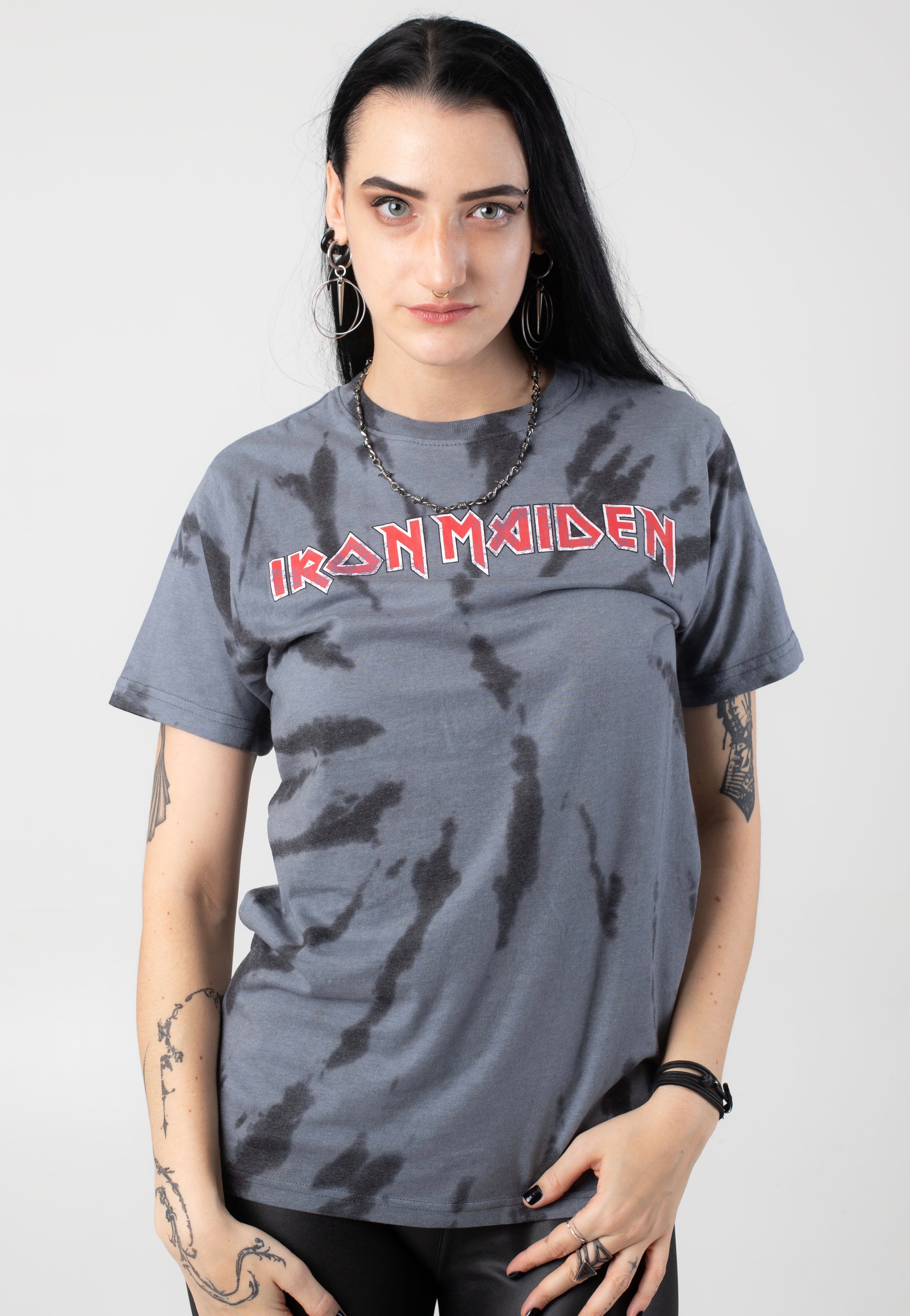 Iron Maiden - Logo Washed Charcoal - T-Shirt Sale Wholesale Pice