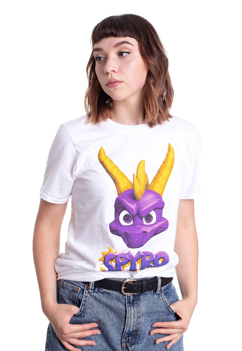 Spyro - Face Logo White - T-Shirt Cheap Low Shipping Fee