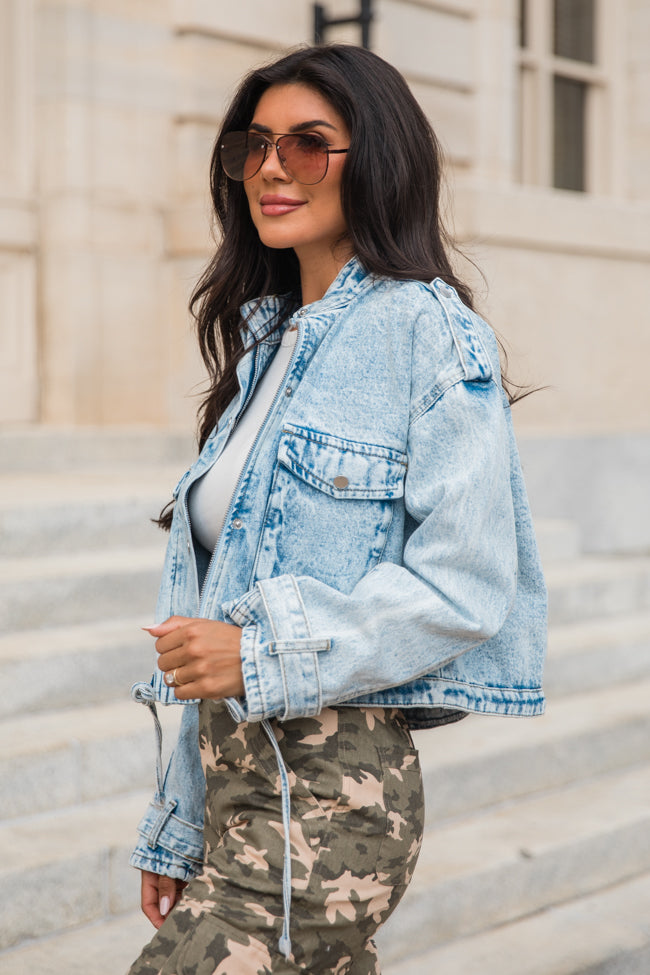 It's Your Choice Light Wash Cropped Denim Jacket FINAL SALE