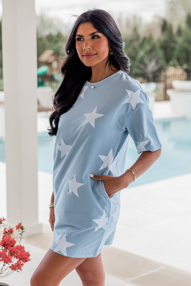 When The Stars Come Out Grey Star Print T-shirt Dress FINAL SALE Find Great Cheap Online