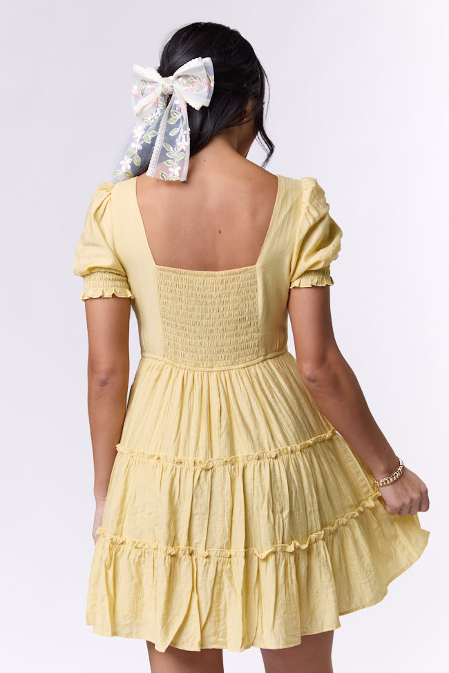 Easily Loved Yellow Babydoll Short Sleeve Mini Dress Free Shipping Cost