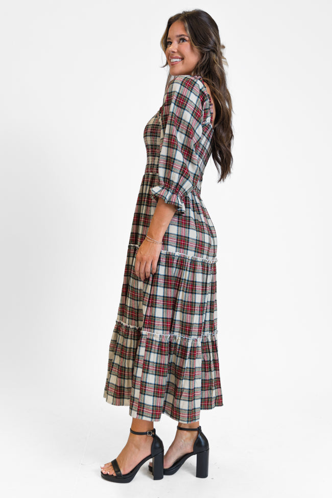 Time For Cheer Multi Plaid Midi Dress Discount Best Seller