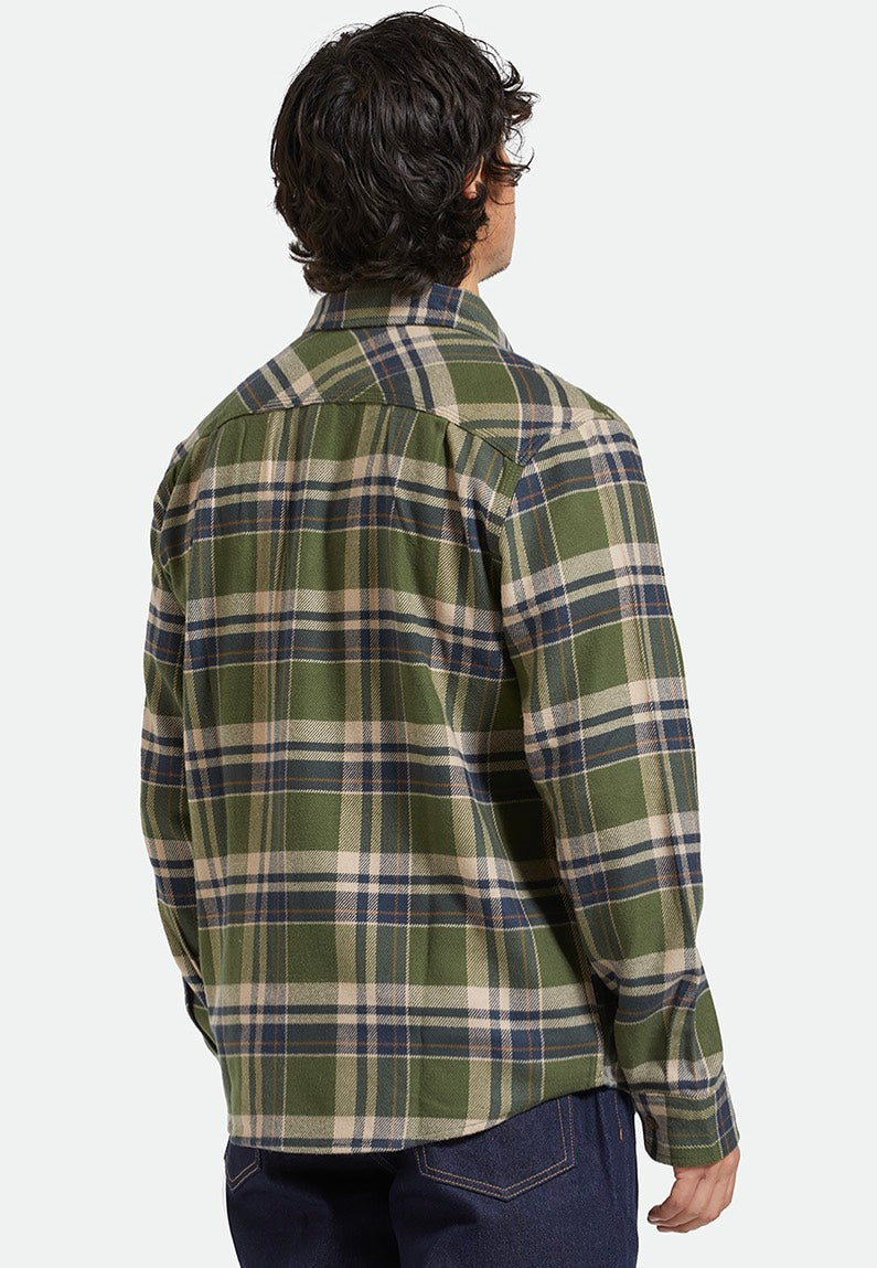 Brixton - Bowery Flannel Cypress Green/Washed Navy/White - Shirt Buy Cheap How Much