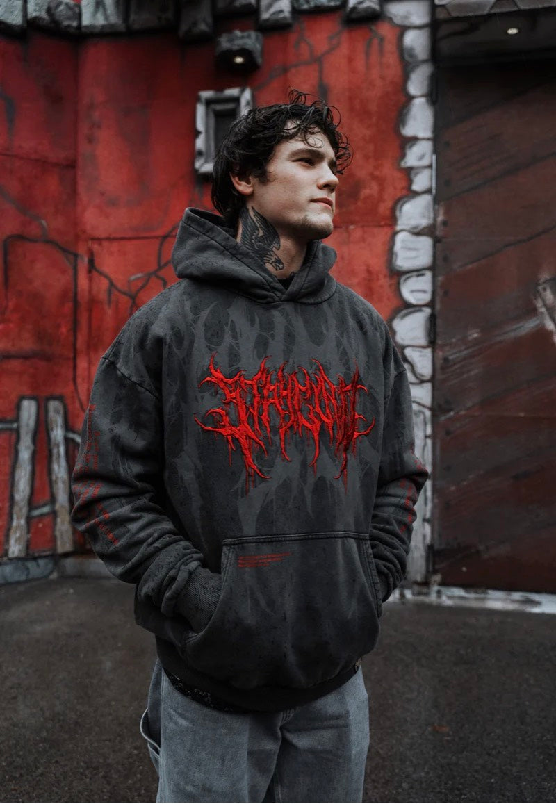 Stay Cold Apparel - Bloodshot Heavy Oversized Red Acid - Hoodie Clearance Get Authentic