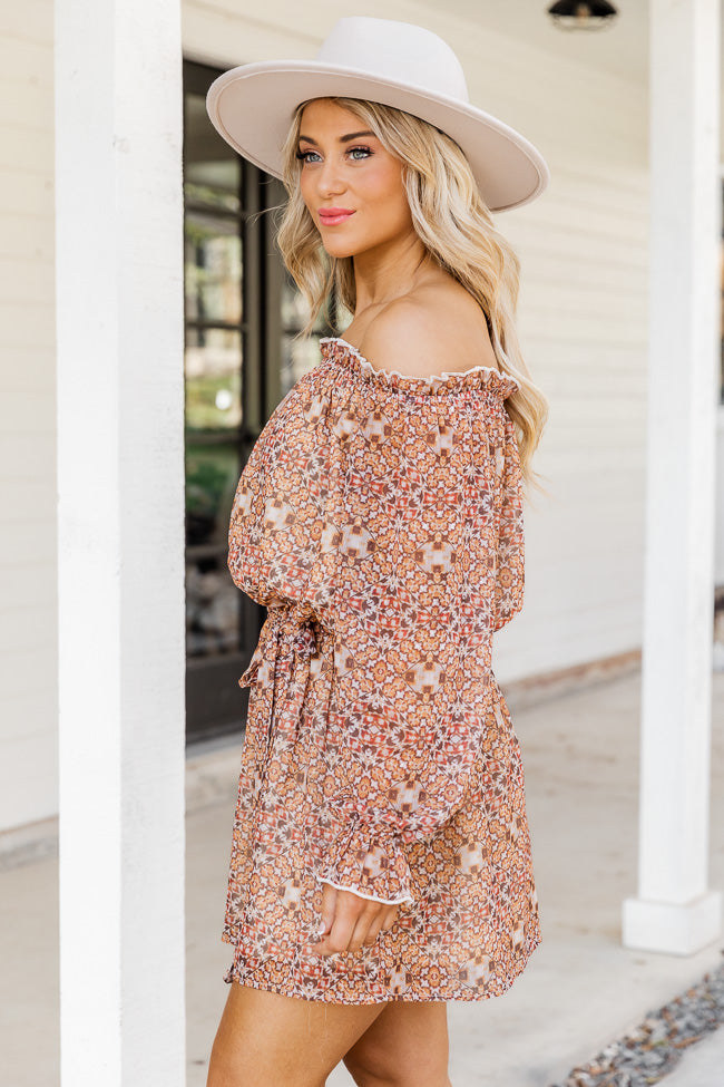 Humble And Kind Beige Floral Off The Shoulder Mini Dress FINAL SALE Buy Cheap Release Dates