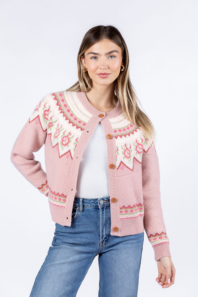 Sunny Meadow Pink Floral Fair Isle Cardigan Nicekicks Cheap Online