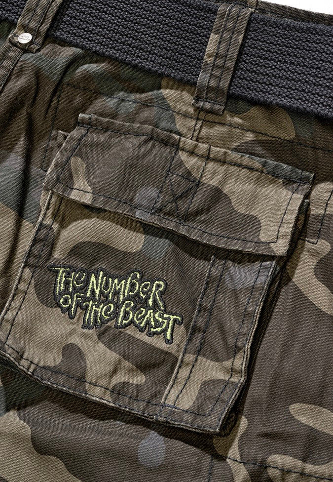 Brandit x Iron Maiden - Savage The Number Of The Beast Darkcamo - Shorts Cheap Brand New Unisex