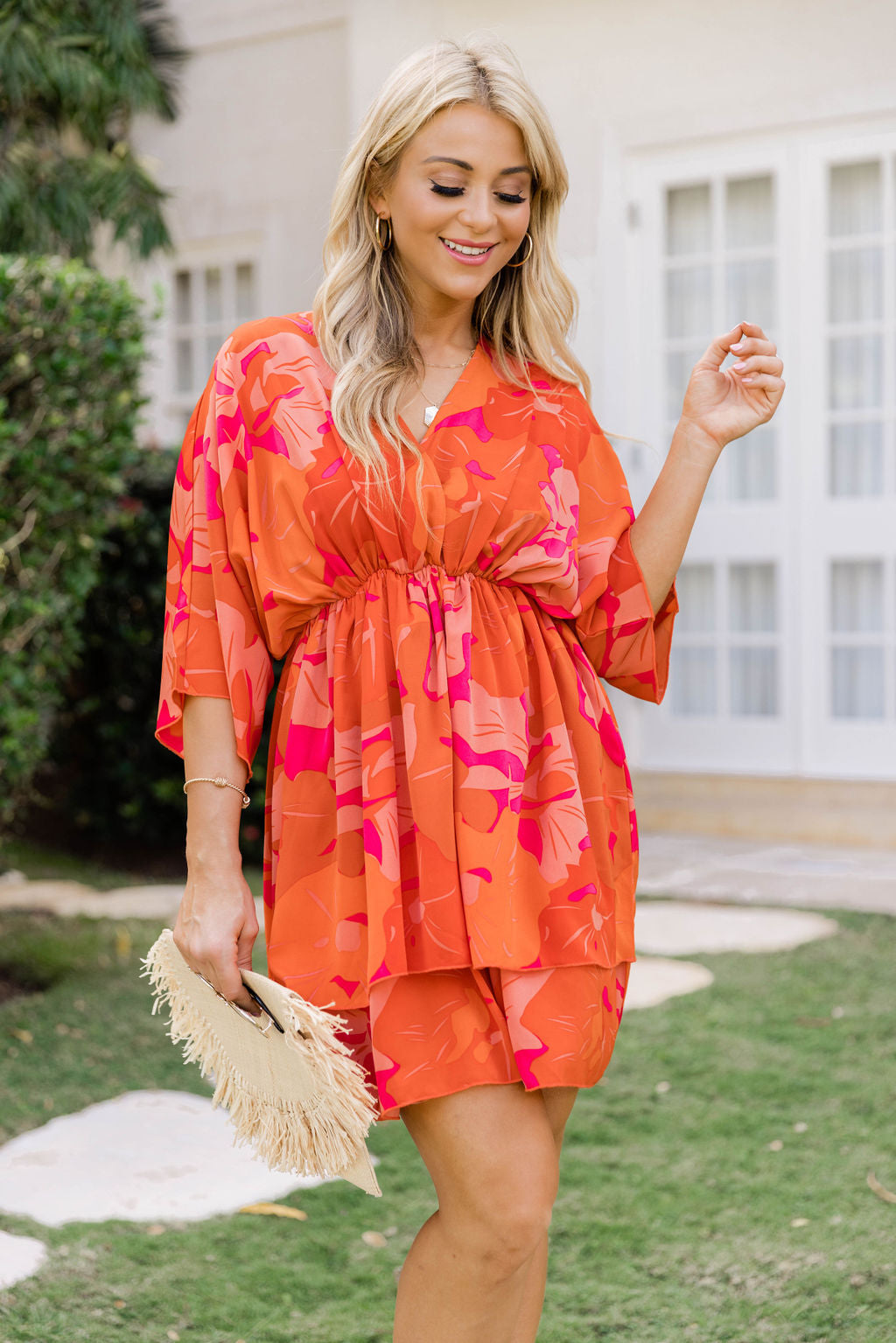 Feeling The Heat Orange Floral Mini Dress FINAL SALE Cheap Good Selling