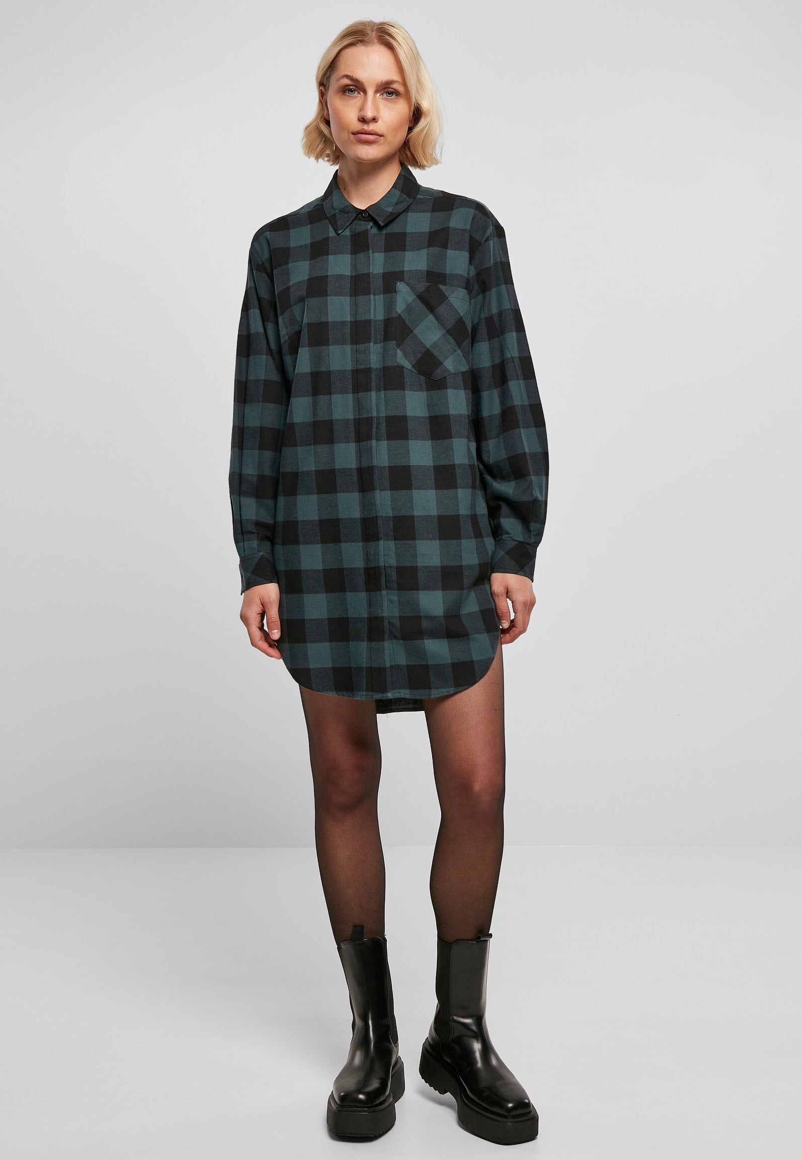 Urban Classics - Ladies Oversized Check Flannel Jasper/Black - Dress Cheap Outlet Store