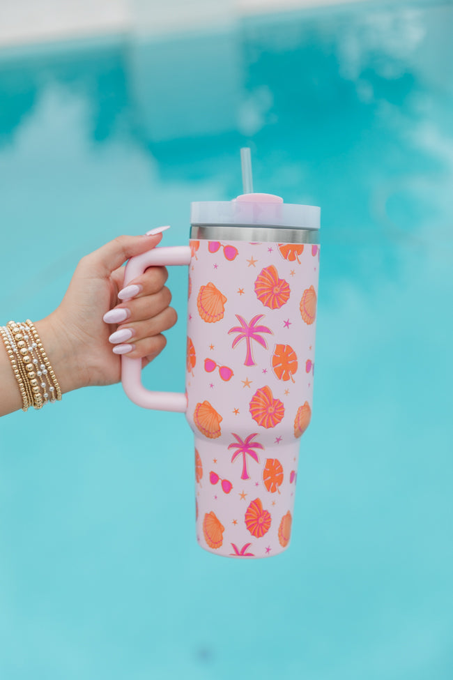 Sippin' Pretty Beachin' It 40 oz Drink Tumbler With Lid And Straw