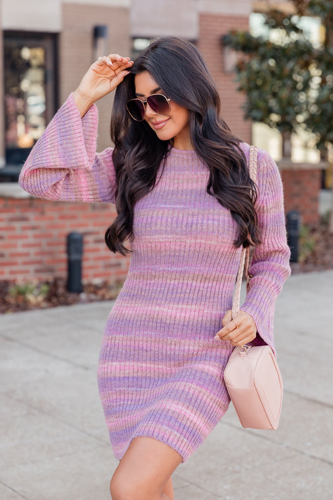 Easy Does It Pink Ombre Knit Sweater Bell Sleeve Mini Dress FINAL SALE Footlocker Finishline Sale Online