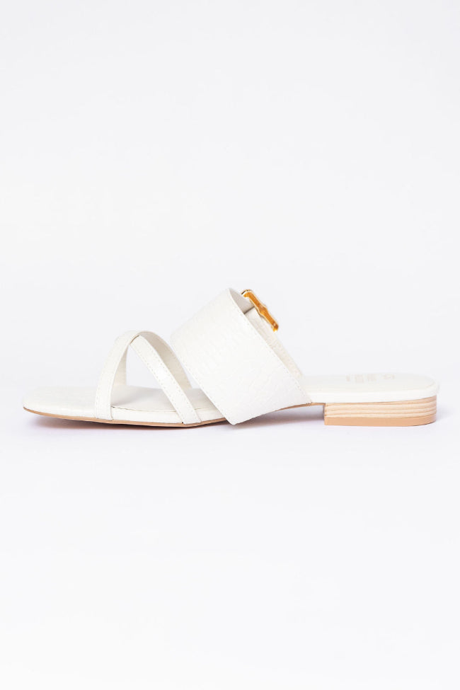 Blaine White Buckle Sandals Cheap Factory Outlet