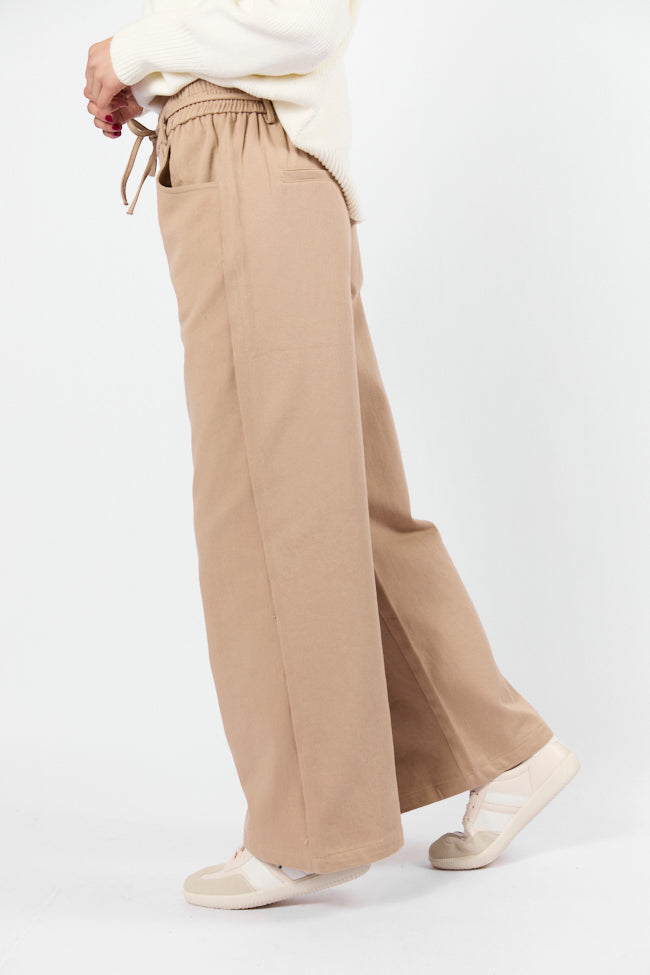 New Flow Khaki Pull On Wide Leg Pants High Quality Buy Online