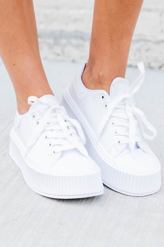 Genevieve White Lace Up Sneakers FINAL SALE Clearance Wholesale Pice