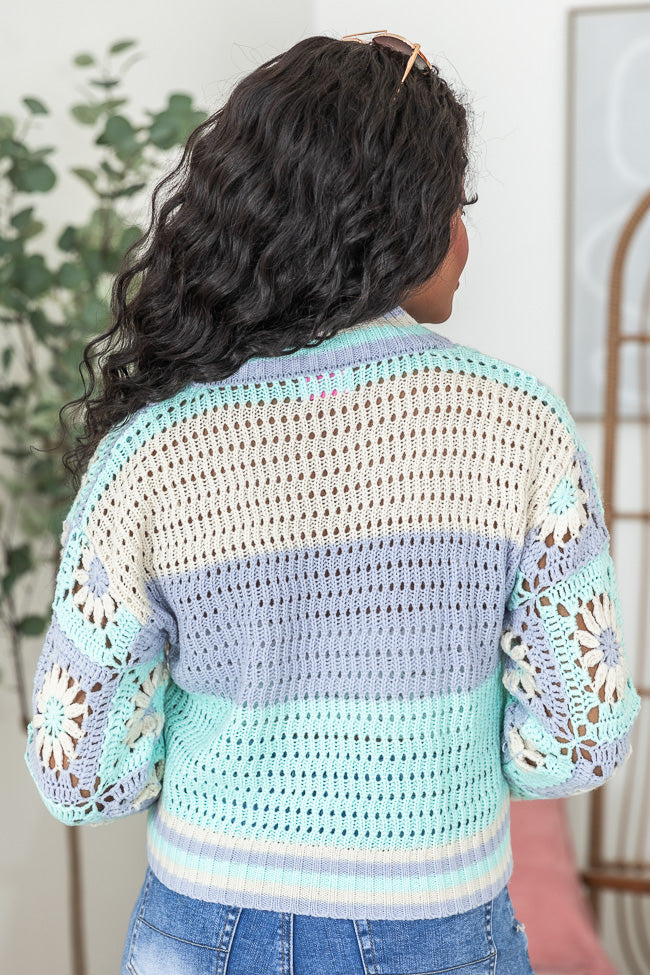 All The Time Blue and Purple Crochet Cardigan Discount Outlet Store