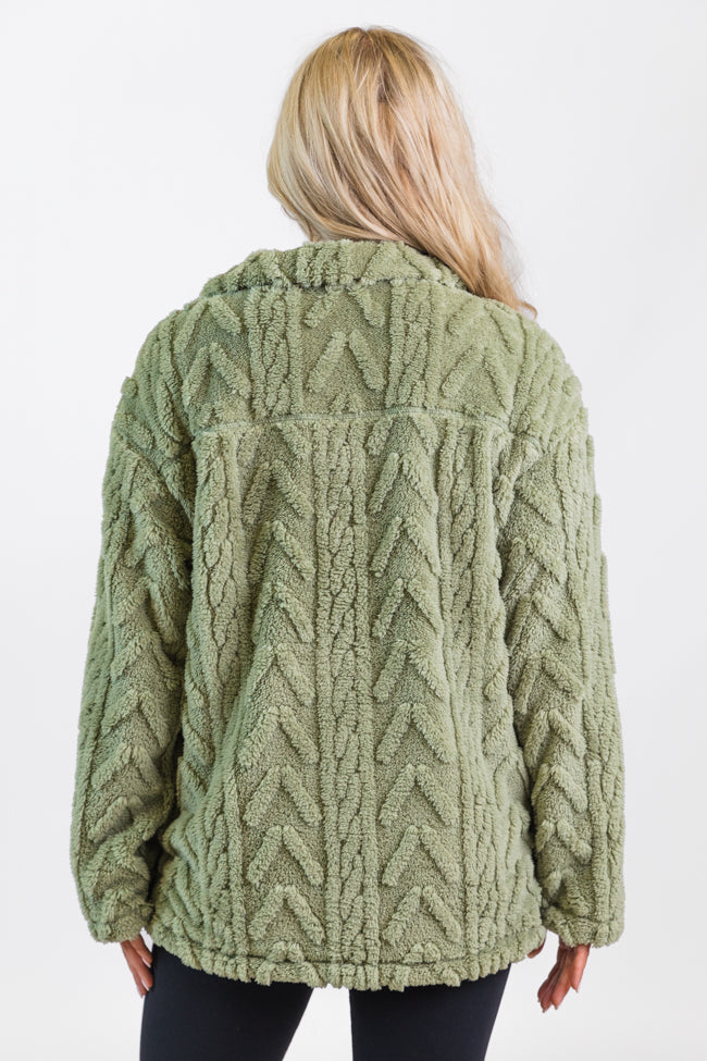 Take The Leap Olive Cable Detail Sherpa Pullover SALE Order Cheap Pice