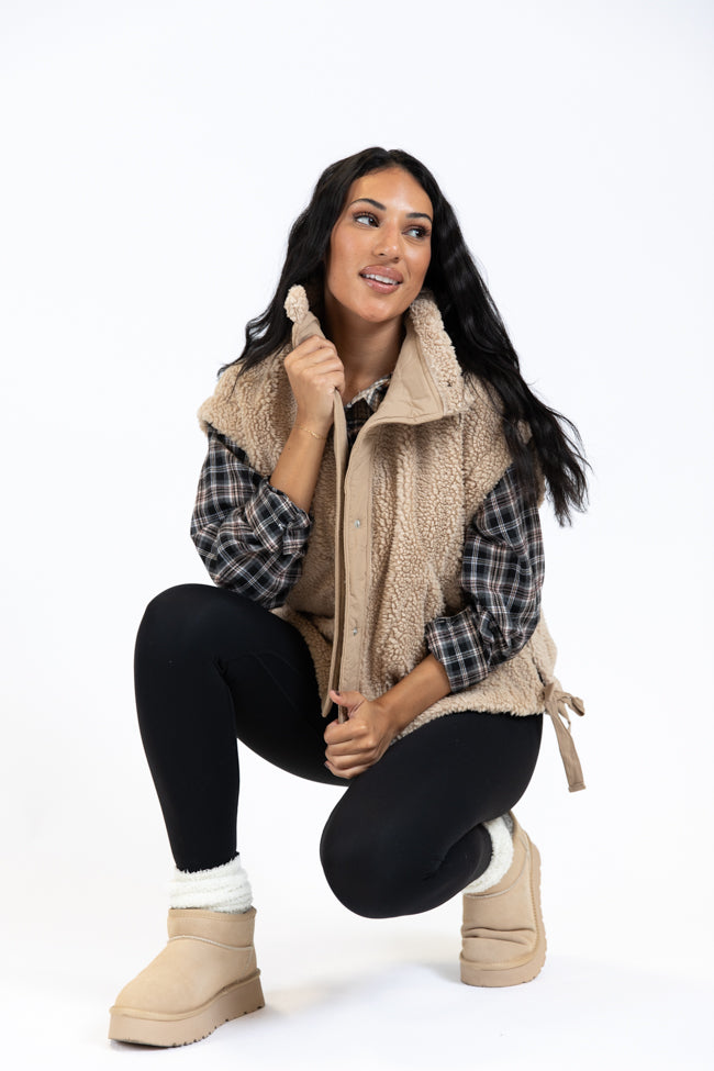 Feel It All Beige Oversized Sherpa Vest Shipping Outlet Store Online