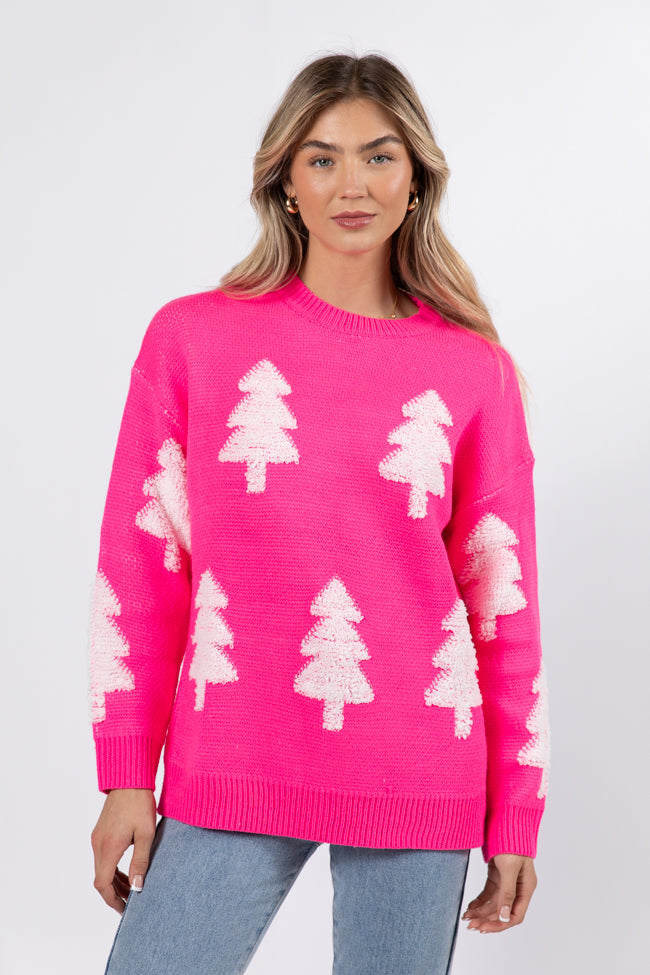 Under The Mistletoe Pink And Cream Christmas Tree Sweater FINAL SALE Official Site Cheap Online