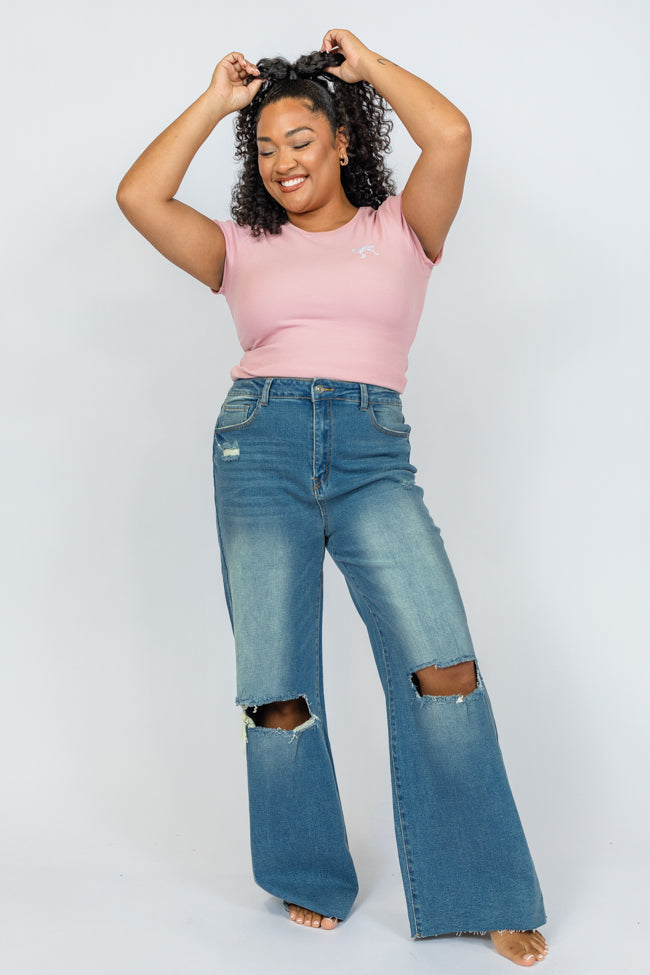 Kelsea Medium Wash Wide Leg Jeans Sale High Quality