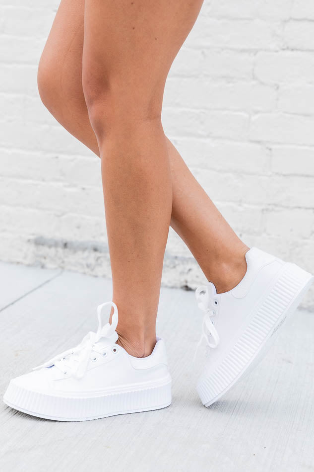 Genevieve White Lace Up Sneakers FINAL SALE Clearance Wholesale Pice