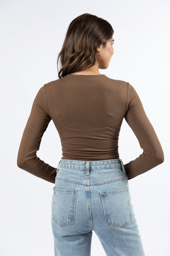 Lucky Me Brown Crew Neck Bodysuit Free Shipping Finishline