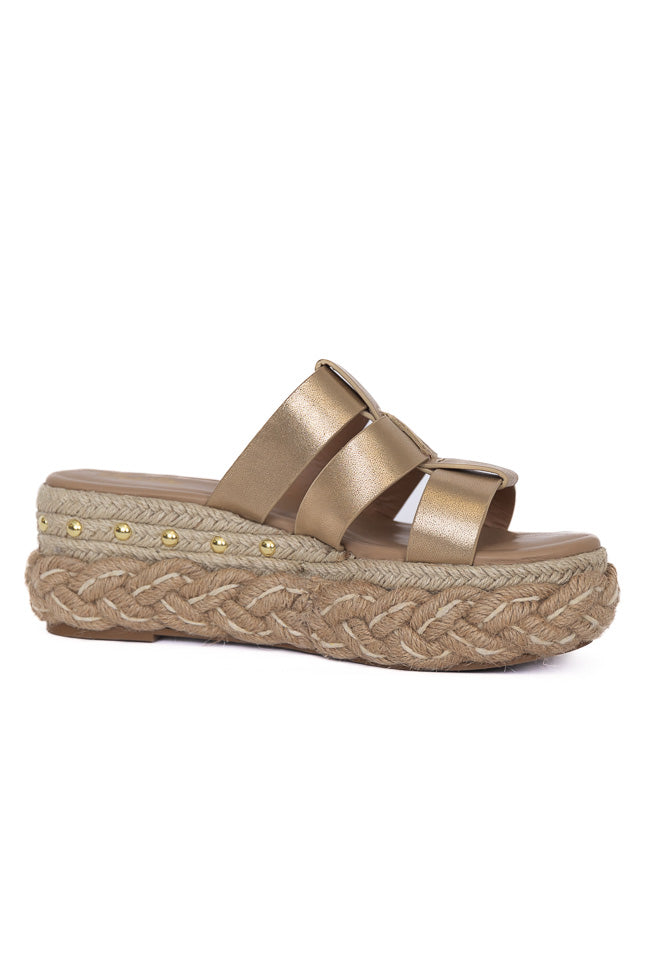 Sidney Gold Distress Slip-on Platform Sandals Buy Cheap Outlet