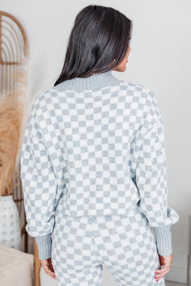 Simple Solutions White and Grey Checkered Sweater Set FINAL SALE Recommend Cheap Online