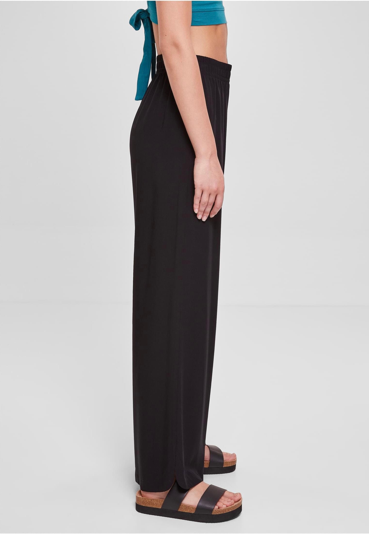 Urban Classics - Ladies Wide Leg Viscose Black - Pants Good Selling Cheap Online