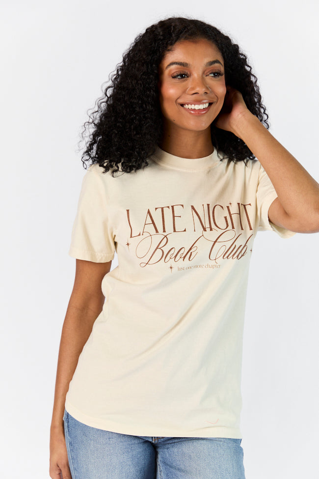 Late Night Book Club Ivory Comfort Color Graphic Tee Fashion Style Online