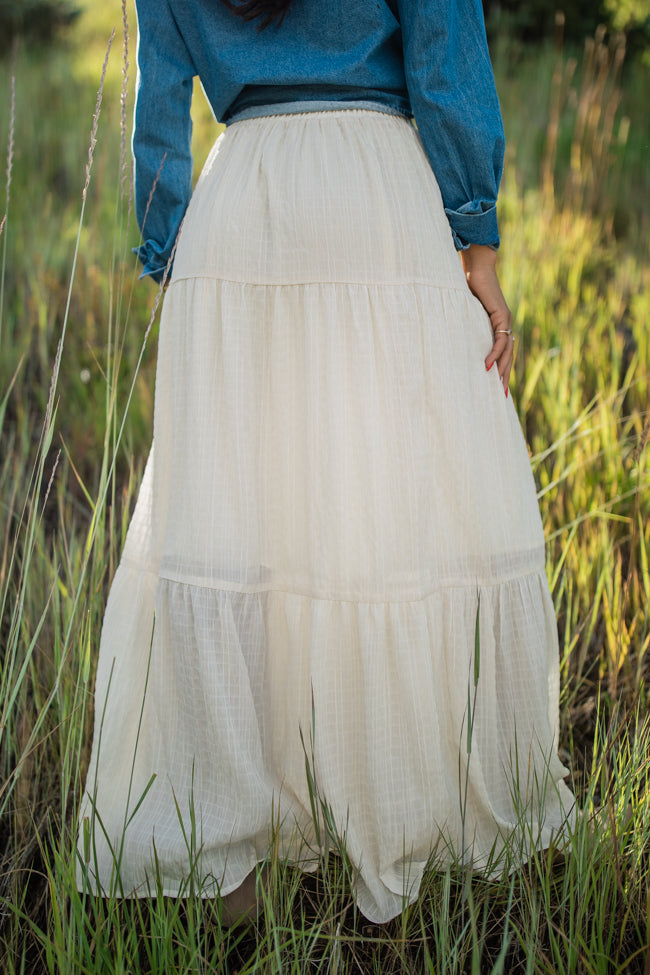 Going Nowhere Fast Cream Textured Maxi Skirt Clearance Best