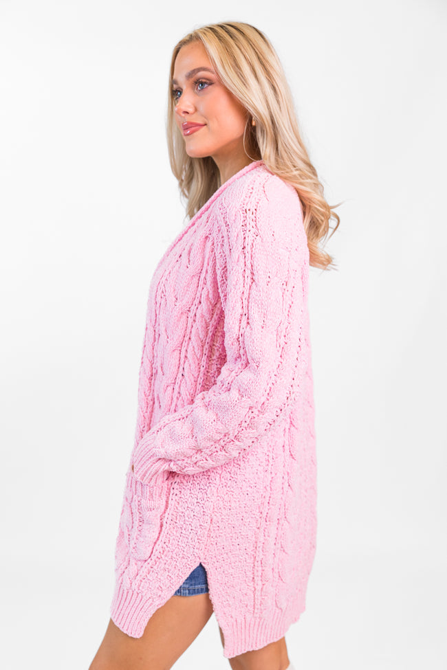 Perfect Day Pink Chenille Cable Knit Cardigan FINAL SALE Shipping Discount Authentic