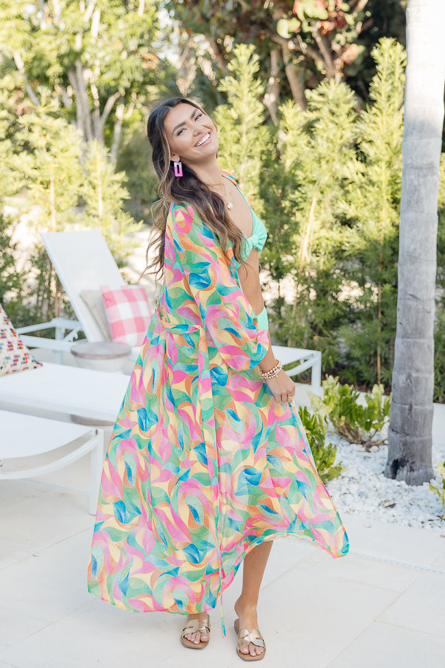 Eyes On Paradise in Kaleidoscope Dreams Belted Kimono Cover Up For Sale Finishline