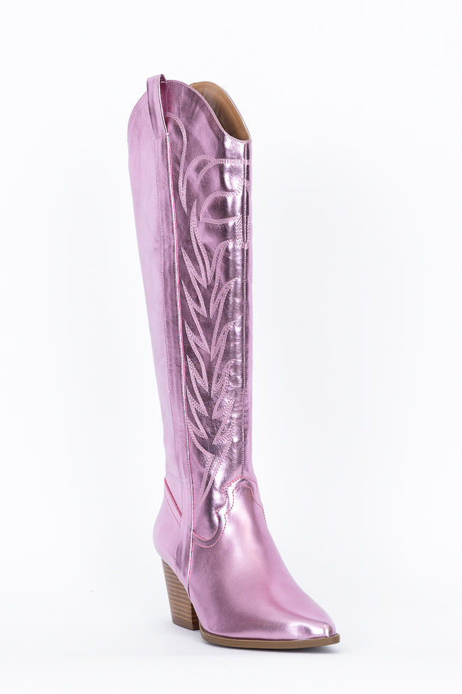 Shania Metallic Pink Cowboy Boots Free Shipping Classic