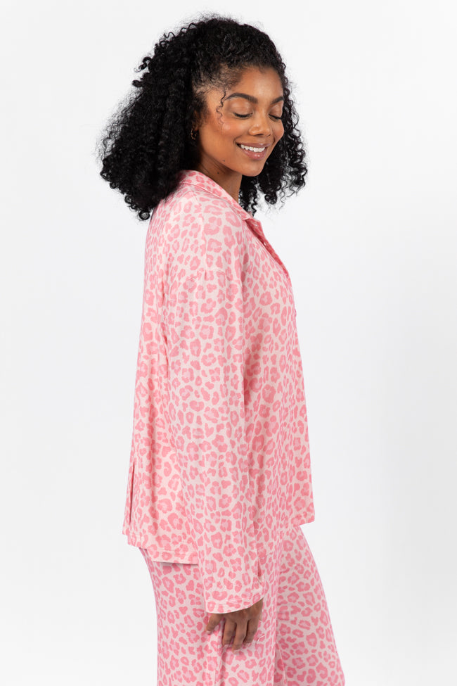 Sweet Dreams Pink Leopard Pajama Long Sleeve Top FINAL SALE Marketable For Sale