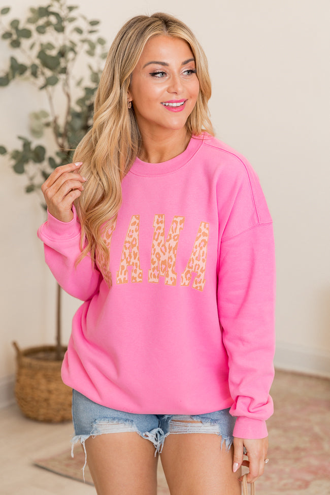 Mama Leopard Pink Oversized Graphic Sweatshirt Enjoy Cheap Online