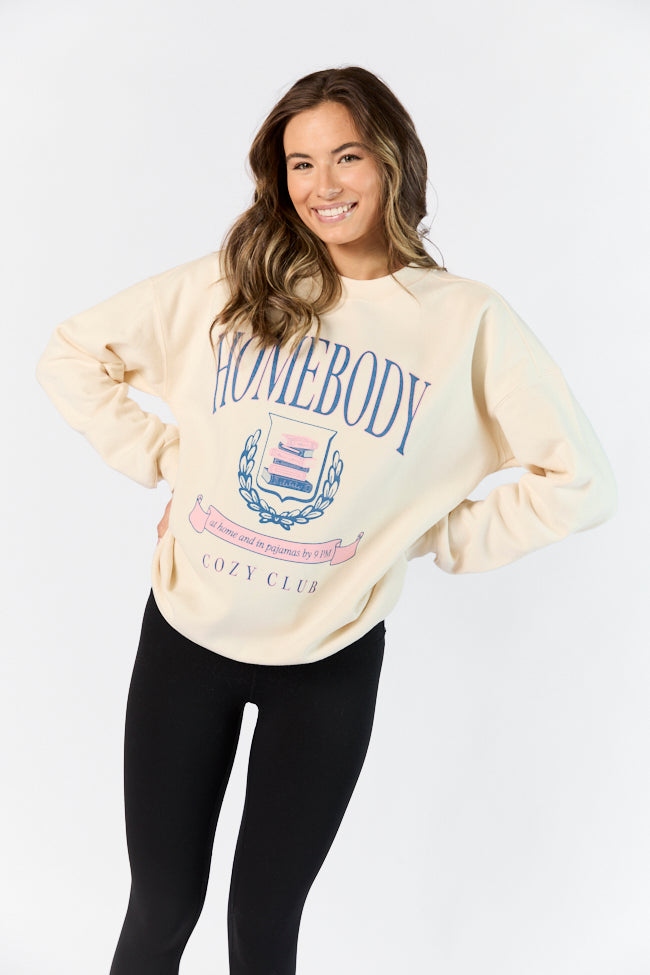 Homebody Club Sweet Cream Oversized Graphic Sweatshirt Cheap Sale Discounts