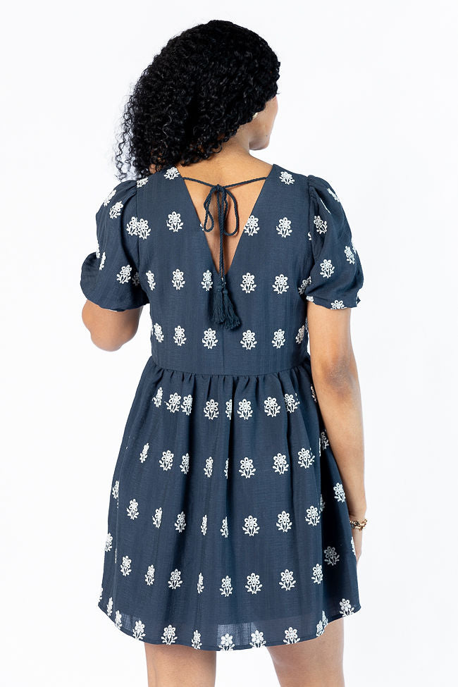 Figured It Out Navy Stitched Detail Mini Dress Clearance With Credit Card