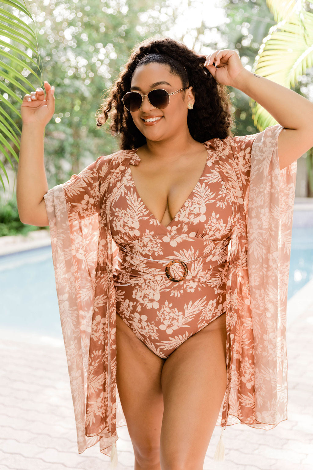 Lost In The Tropics Brown Printed Swimsuit Cover Up FINAL SALE Cheap Discount Sale